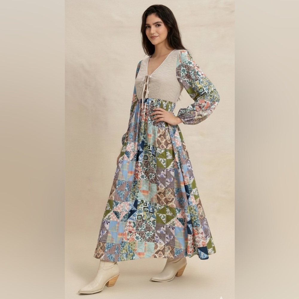 Rusttydustty Modern Bohemia Patchwork Maxi Dress - NWT Size S